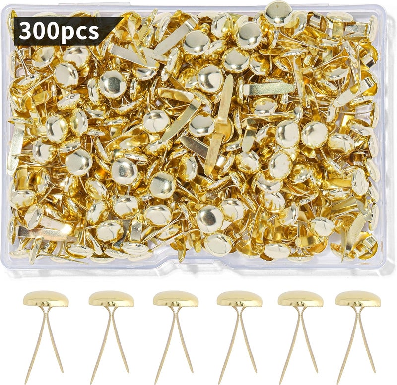 Monigte Brass Fasteners 300 Pack Small Brads for Paper Crafts Scrapbooking DIY Handmade Cards School Projects - Image 1